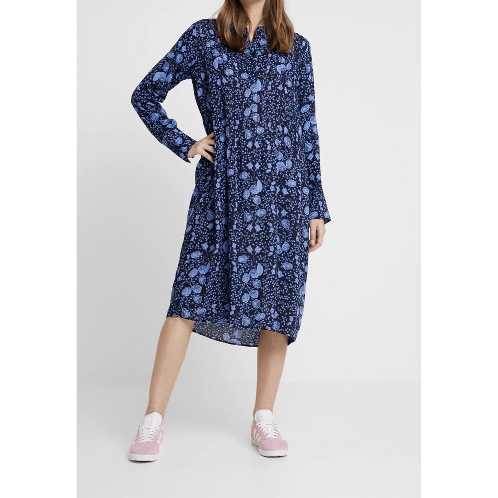 Numph Anthropologie Lizzeth Dress Prairie Gypsy Cottage Boho 38 (6) Blue Texture